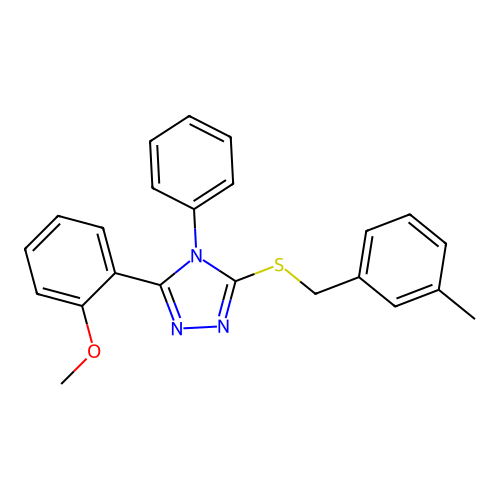 3-(2-methoxyphenyl)-5-{[(3-methylphenyl)methyl]sulfanyl}-4-phenyl-4H-1,2,4-triazole structure