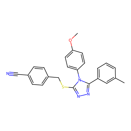 4-({[4-(4-methoxyphenyl)-5-(3-methylphenyl)-4H-1,2,4-triazol-3-yl]sulfanyl}methyl)benzonitrile structure