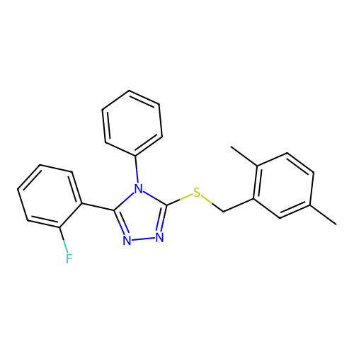 3-{[(2,5-dimethylphenyl)methyl]sulfanyl}-5-(2-fluorophenyl)-4-phenyl-4H-1,2,4-triazole structure