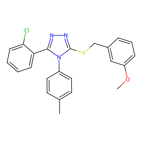 3-(2-chlorophenyl)-5-[(3-methoxyphenyl)methylsulfanyl]-4-(4-methylphenyl)-1,2,4-triazole structure