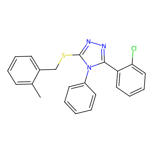 3-(2-chlorophenyl)-5-[(2-methylbenzyl)sulfanyl]-4-phenyl-4H-1,2,4-triazole structure