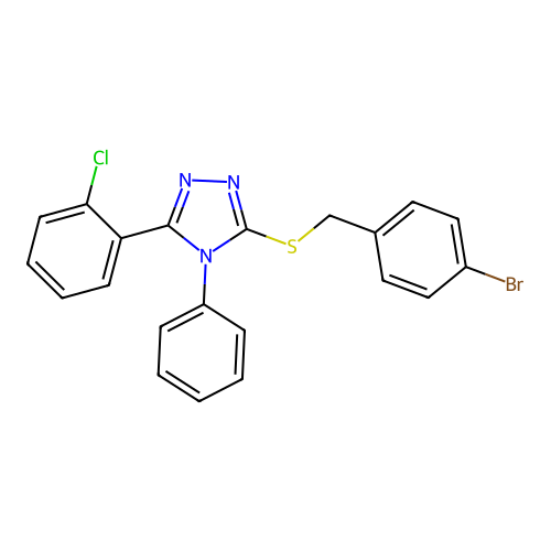 3-[(4-bromophenyl)methylsulfanyl]-5-(2-chlorophenyl)-4-phenyl-1,2,4-triazole structure