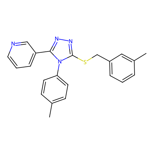 3-(5-((3-methylbenzyl)thio)-4-(p-tolyl)-4H-1,2,4-triazol-3-yl)pyridine structure