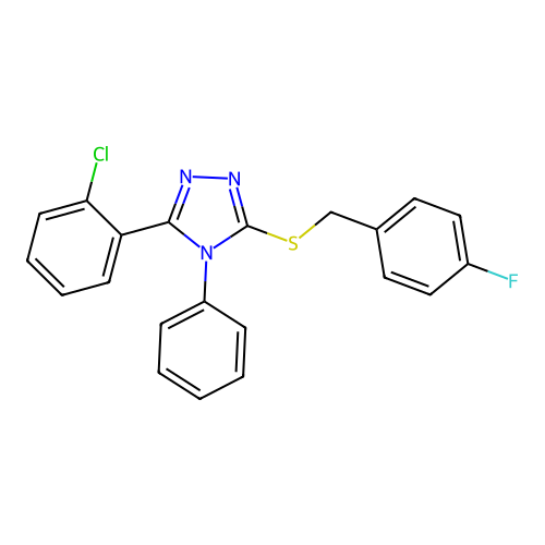 3-(2-chlorophenyl)-5-{[(4-fluorophenyl)methyl]sulfanyl}-4-phenyl-4H-1,2,4-triazole structure
