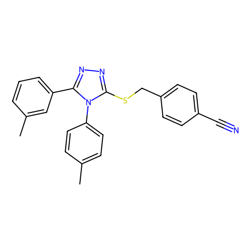 4-({[5-(3-methylphenyl)-4-(4-methylphenyl)-4H-1,2,4-triazol-3-yl]sulfanyl}methyl)benzonitrile structure