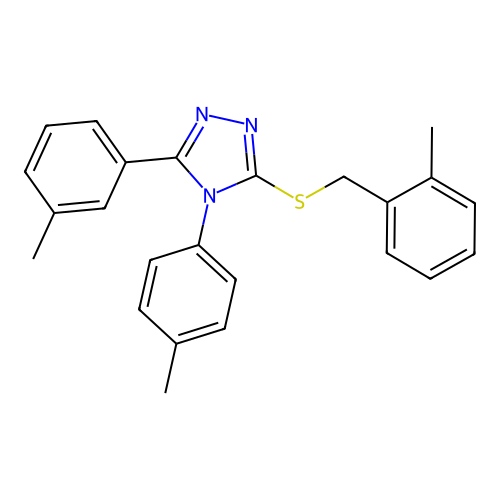 3-((2-methylbenzyl)thio)-5-(m-tolyl)-4-(p-tolyl)-4H-1,2,4-triazole structure