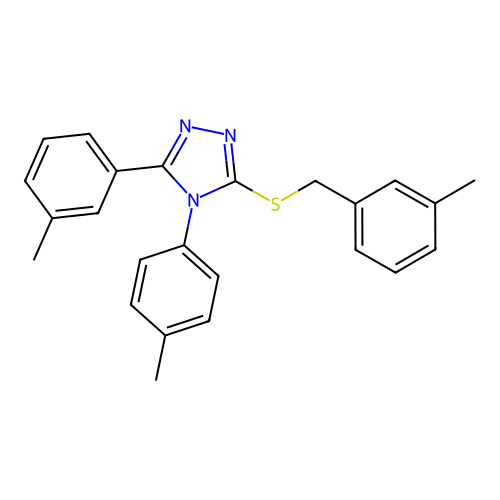 3-((3-methylbenzyl)thio)-5-(m-tolyl)-4-(p-tolyl)-4H-1,2,4-triazole structure