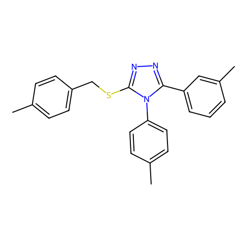 3-((4-methylbenzyl)thio)-5-(m-tolyl)-4-(p-tolyl)-4H-1,2,4-triazole structure