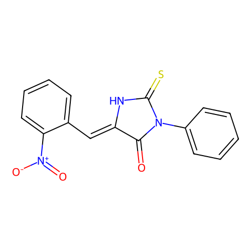 (5E)-2-mercapto-5-(2-nitrobenzylidene)-3-phenyl-3,5-dihydro-4H-imidazol-4-one structure