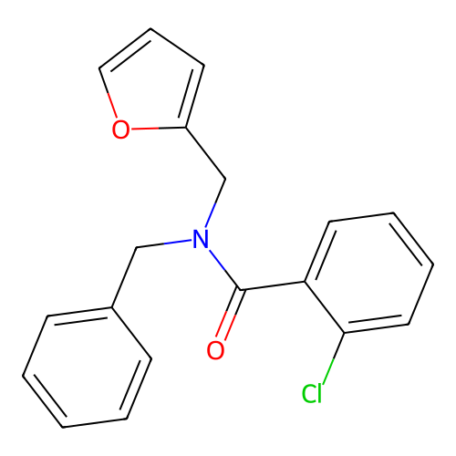 N-benzyl-2-chloro-N-(furan-2-ylmethyl)benzamide structure