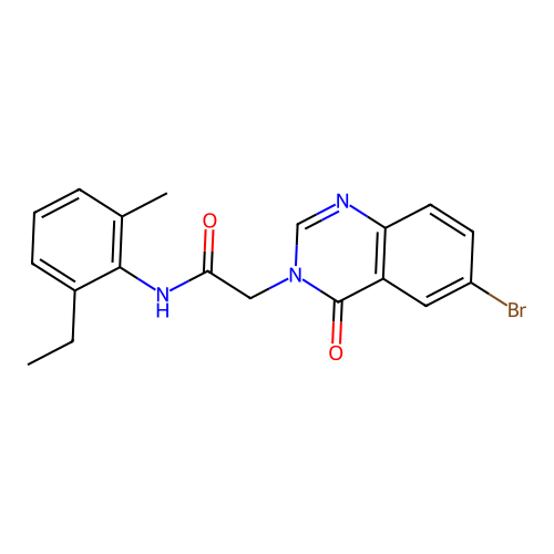 2-(6-Bromo-4-oxo-3(4H)-quinazolinyl)-N-(2-ethyl-6-methylphenyl)acetamide structure