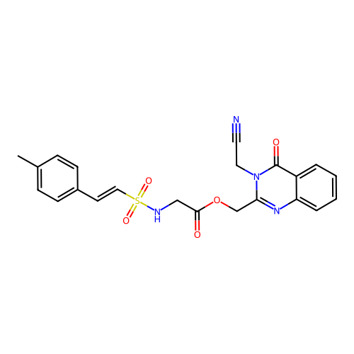 [3-(cyanomethyl)-4-oxo-3,4-dihydroquinazolin-2-yl]methyl 2-[2-(4-methylphenyl)ethenesulfonamido]acetate structure