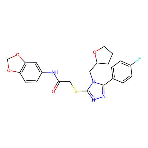 N-(2H-1,3-benzodioxol-5-yl)-2-{[5-(4-fluorophenyl)-4-[(oxolan-2-yl)methyl]-4H-1,2,4-triazol-3-yl]sulfanyl}acetamide structure