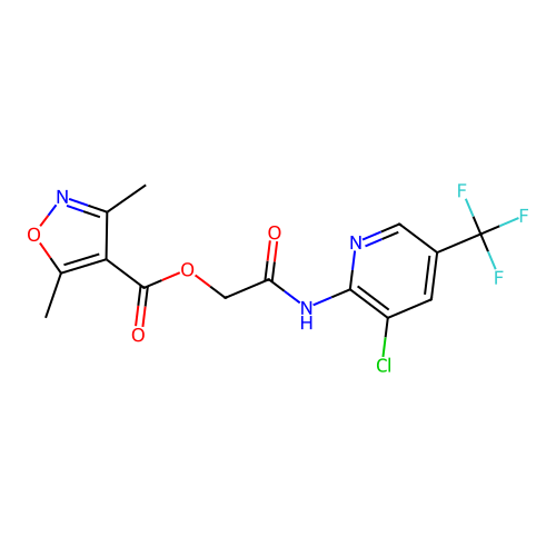 [2-[[3-chloro-5-(trifluoromethyl)pyridin-2-yl]amino]-2-oxoethyl] 3,5-dimethyl-1,2-oxazole-4-carboxylate structure
