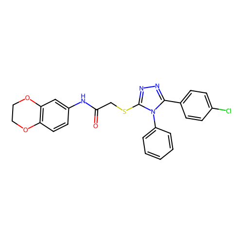 2-{[5-(4-chlorophenyl)-4-phenyl-4H-1,2,4-triazol-3-yl]sulfanyl}-N-(2,3-dihydro-1,4-benzodioxin-6-yl)acetamide structure