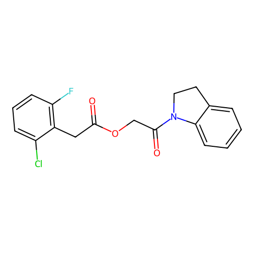 [2-(2,3-Dihydroindol-1-yl)-2-oxoethyl] 2-(2-chloro-6-fluorophenyl)acetate structure