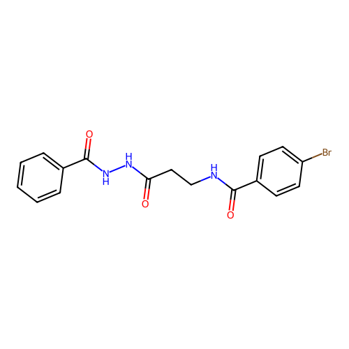 N-[3-(2-benzoylhydrazinyl)-3-oxopropyl]-4-bromobenzamide structure