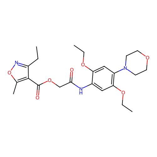 [2-(2,5-diethoxy-4-morpholin-4-ylanilino)-2-oxoethyl] 3-ethyl-5-methyl-1,2-oxazole-4-carboxylate structure