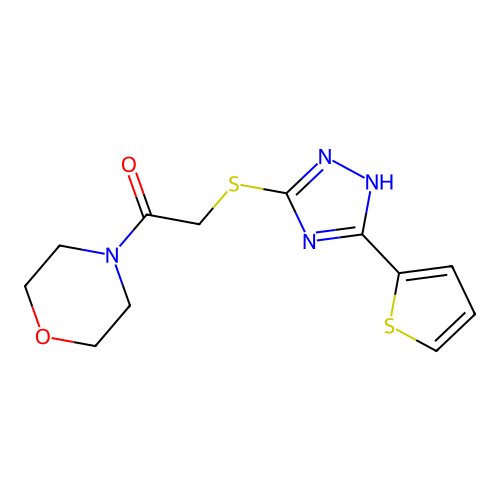 1-morpholin-4-yl-2-[(5-thiophen-2-yl-1H-1,2,4-triazol-3-yl)sulfanyl]ethanone structure