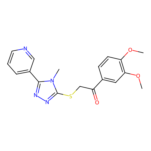 1-(3,4-dimethoxyphenyl)-2-{[4-methyl-5-(pyridin-3-yl)-4H-1,2,4-triazol-3-yl]sulfanyl}ethanone structure