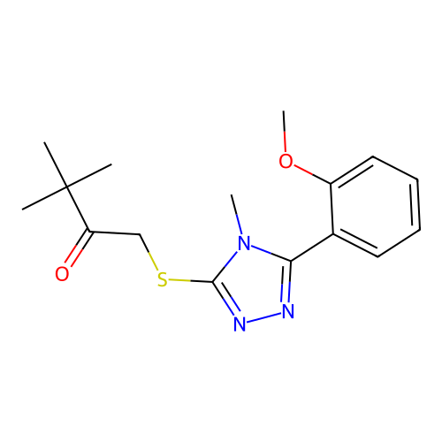 1-[[5-(2-methoxyphenyl)-4-methyl-1,2,4-triazol-3-yl]sulfanyl]-3,3-dimethylbutan-2-one structure