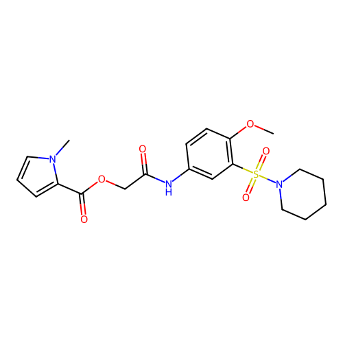 [2-(4-methoxy-3-piperidin-1-ylsulfonylanilino)-2-oxoethyl] 1-methylpyrrole-2-carboxylate structure