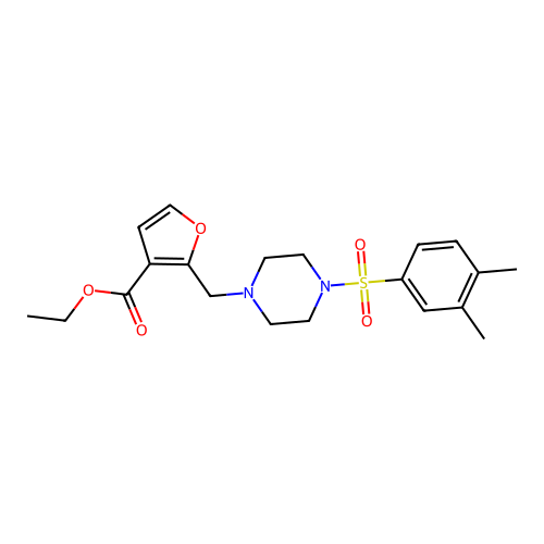Ethyl 2-[[4-(3,4-dimethylphenyl)sulfonylpiperazin-1-yl]methyl]furan-3-carboxylate structure