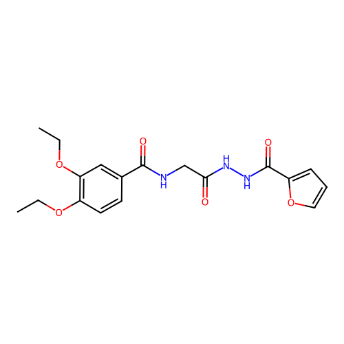3,4-diethoxy-N-[2-[2-(furan-2-carbonyl)hydrazinyl]-2-oxoethyl]benzamide structure