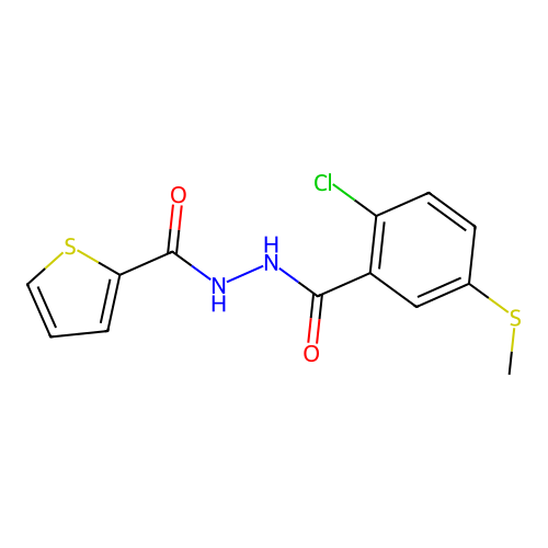 N'-(2-chloro-5-methylsulfanylbenzoyl)thiophene-2-carbohydrazide structure