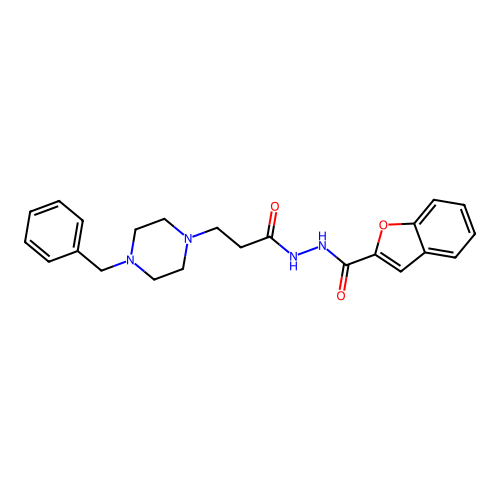 N'-[3-(4-benzylpiperazin-1-yl)propanoyl]-1-benzofuran-2-carbohydrazide structure