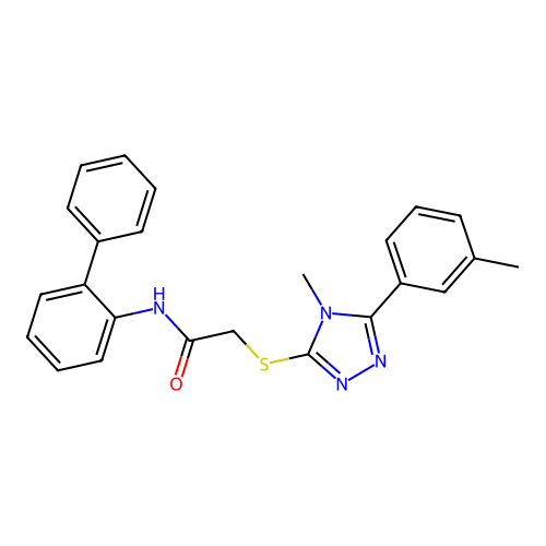 2-[[4-methyl-5-(3-methylphenyl)-1,2,4-triazol-3-yl]sulfanyl]-N-(2-phenylphenyl)acetamide structure
