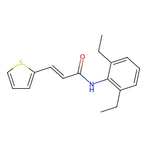 (2E)-N-(2,6-diethylphenyl)-3-(2-thienyl)-2-propenamide structure