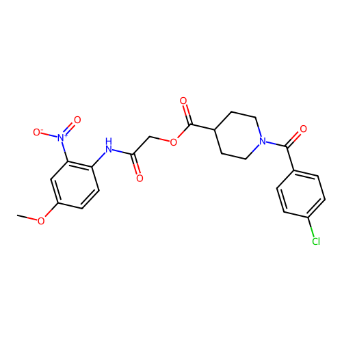 [2-(4-methoxy-2-nitroanilino)-2-oxoethyl] 1-(4-chlorobenzoyl)piperidine-4-carboxylate structure