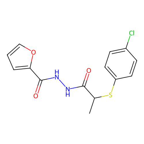 N'-[2-(4-chlorophenyl)sulfanylpropanoyl]furan-2-carbohydrazide structure