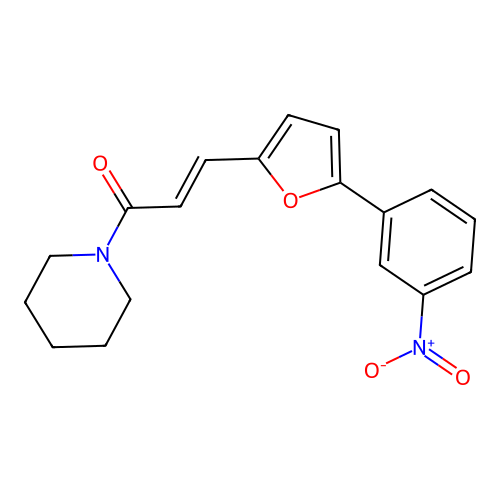 1-(3-(5-(3-Nitrophenyl)-2-furyl)-2-propenoyl)piperidine structure