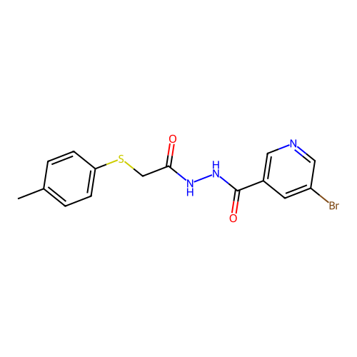 5-bromo-N'-[2-(4-methylphenyl)sulfanylacetyl]pyridine-3-carbohydrazide structure