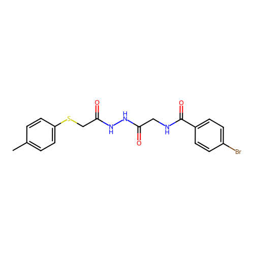 4-bromo-N-[2-[2-[2-(4-methylphenyl)sulfanylacetyl]hydrazinyl]-2-oxoethyl]benzamide structure