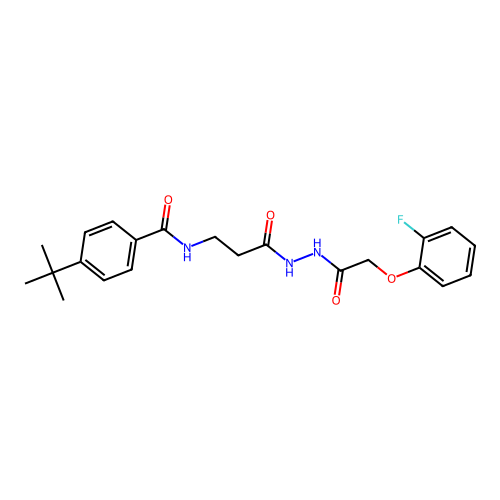 4-tert-butyl-N-[3-[2-[2-(2-fluorophenoxy)acetyl]hydrazinyl]-3-oxopropyl]benzamide structure