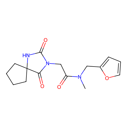2-(2,4-dioxo-1,3-diazaspiro[4.4]nonan-3-yl)-N-(furan-2-ylmethyl)-N-methylacetamide structure