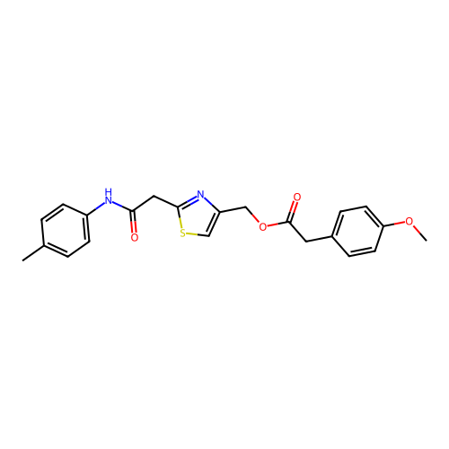 [2-[2-(4-methylanilino)-2-oxoethyl]-1,3-thiazol-4-yl]methyl 2-(4-methoxyphenyl)acetate structure