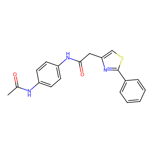 N-(4-acetamidophenyl)-2-(2-phenyl-1,3-thiazol-4-yl)acetamide structure