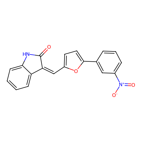 3-((5-(3-Nitrophenyl)furan-2-yl)methylene)indolin-2-one structure