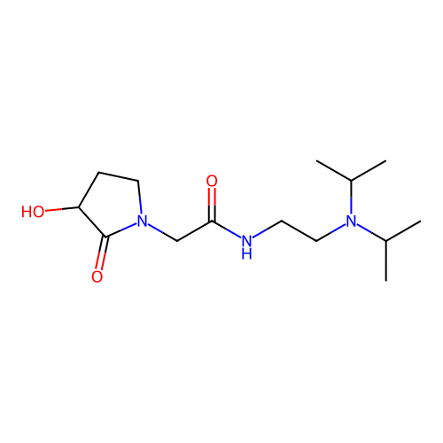 (+-)-N-(2-(Bis(1-methylethyl)amino)ethyl)-3-hydroxy-2-oxo-1-pyrrolidineacetamide structure