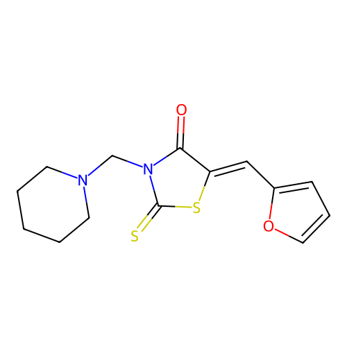 5-(2-furylmethylene)-3-(piperidin-1-ylmethyl)-2-thioxo-1,3-t structure