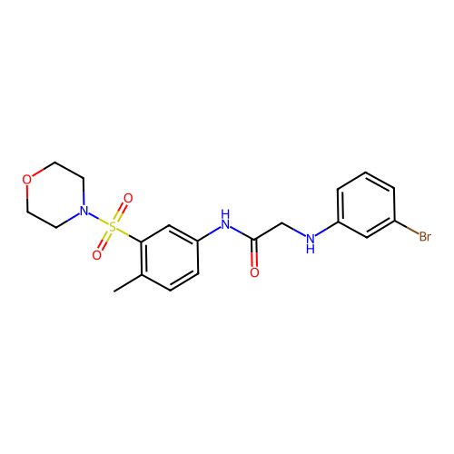 2-(3-bromoanilino)-N-(4-methyl-3-morpholin-4-ylsulfonylphenyl)acetamide structure