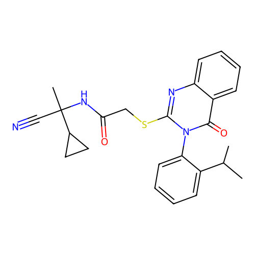 N-(1-Cyano-1-cyclopropylethyl)-2-((3-(2-isopropylphenyl)-4-oxo-3,4-dihydroquinazolin-2-yl)thio)acetamide structure