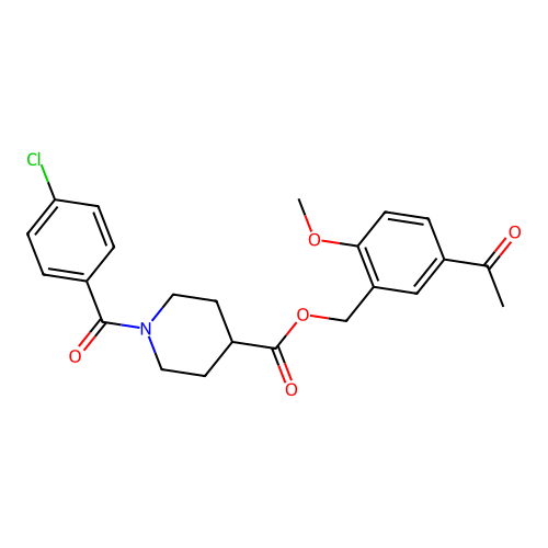 (5-Acetyl-2-methoxyphenyl)methyl 1-(4-chlorobenzoyl)piperidine-4-carboxylate structure