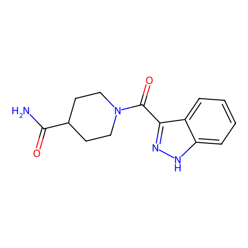 1-(1H-indazole-3-carbonyl)piperidine-4-carboxamide structure