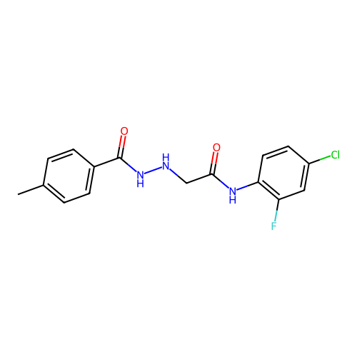 N-(4-chloro-2-fluorophenyl)-2-[2-(4-methylbenzoyl)hydrazinyl]acetamide structure