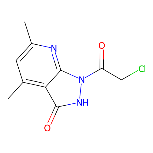 1-(chloroacetyl)-4,6-dimethyl-1,2-dihydro-3H-pyrazolo[3,4-b]pyridin-3-one structure